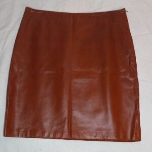 Finity Rich Brown Leather Pencil Skirt